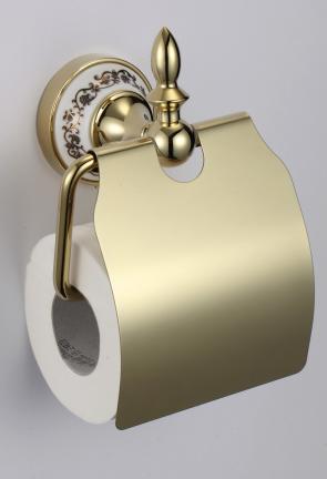 Держатель туалетной бумаги с крышкой золото S-006851B Savol