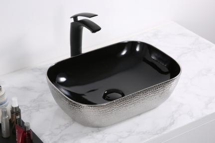 Накладная раковина для ванной черный/серебро D1333H020 CeramaLux