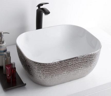 Раковина для ванной / Раковина накладная Ceramalux D1333H021 без перелива серебро