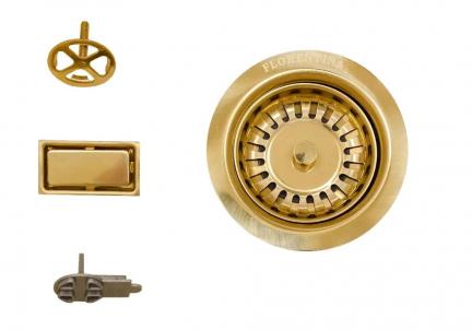 Комплект фурнитуры для сливной арматуры Florentina FLVP-710 золото на кухонную мойку